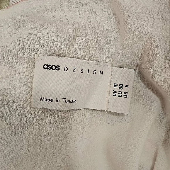 NWOT Asos puff sleeve mesh ruched wrap around pephem midi dress in soft floral p - Picture 3 of 10